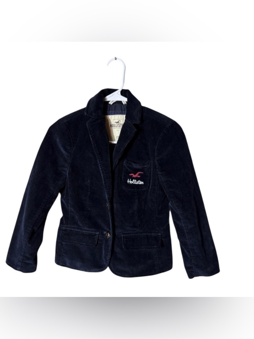 Vintage Y2K Hollister Corduroy Blazer Jacket XS Preppy Logo Dark Academia 90s